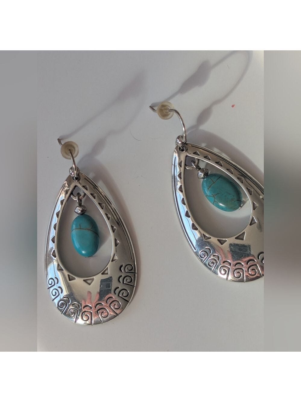 Vintage Unique Dangle Earrings (Blue Stone)